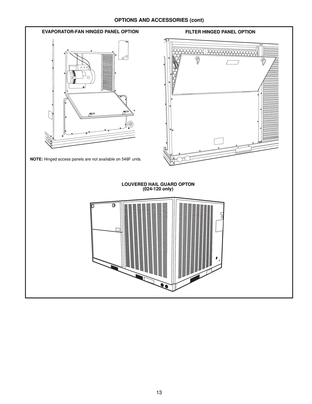 Bryant 549C manual Louvered Hail Guard Opton, Only 