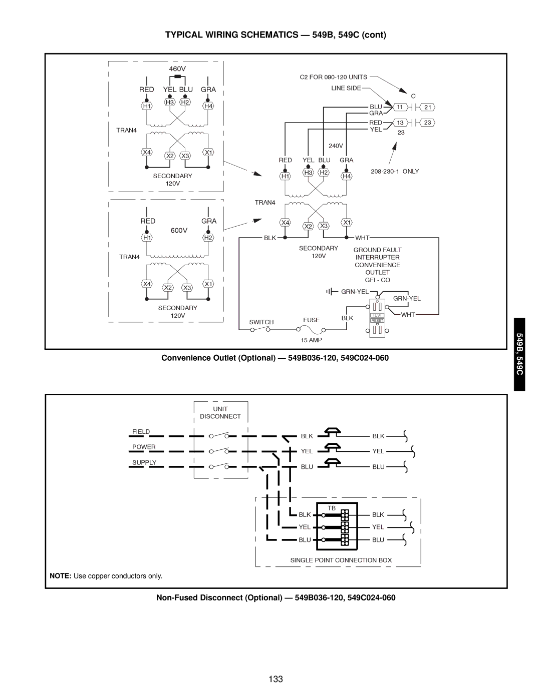 Bryant Convenience Outlet Optional 549B036-120, 549C024-060, Non-Fused Disconnect Optional 549B036-120, 549C024-060 