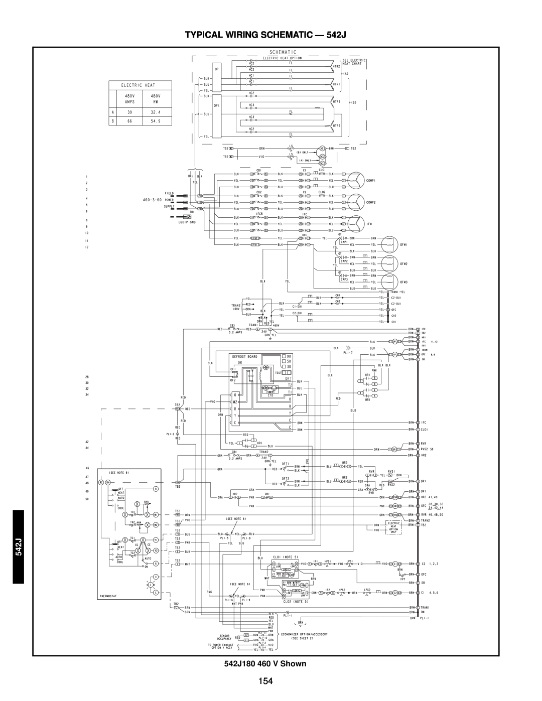 Bryant 549C manual TYPICAL WIRING SCHEMATIC — 542J, 542J180 460 V Shown, a50-7581 