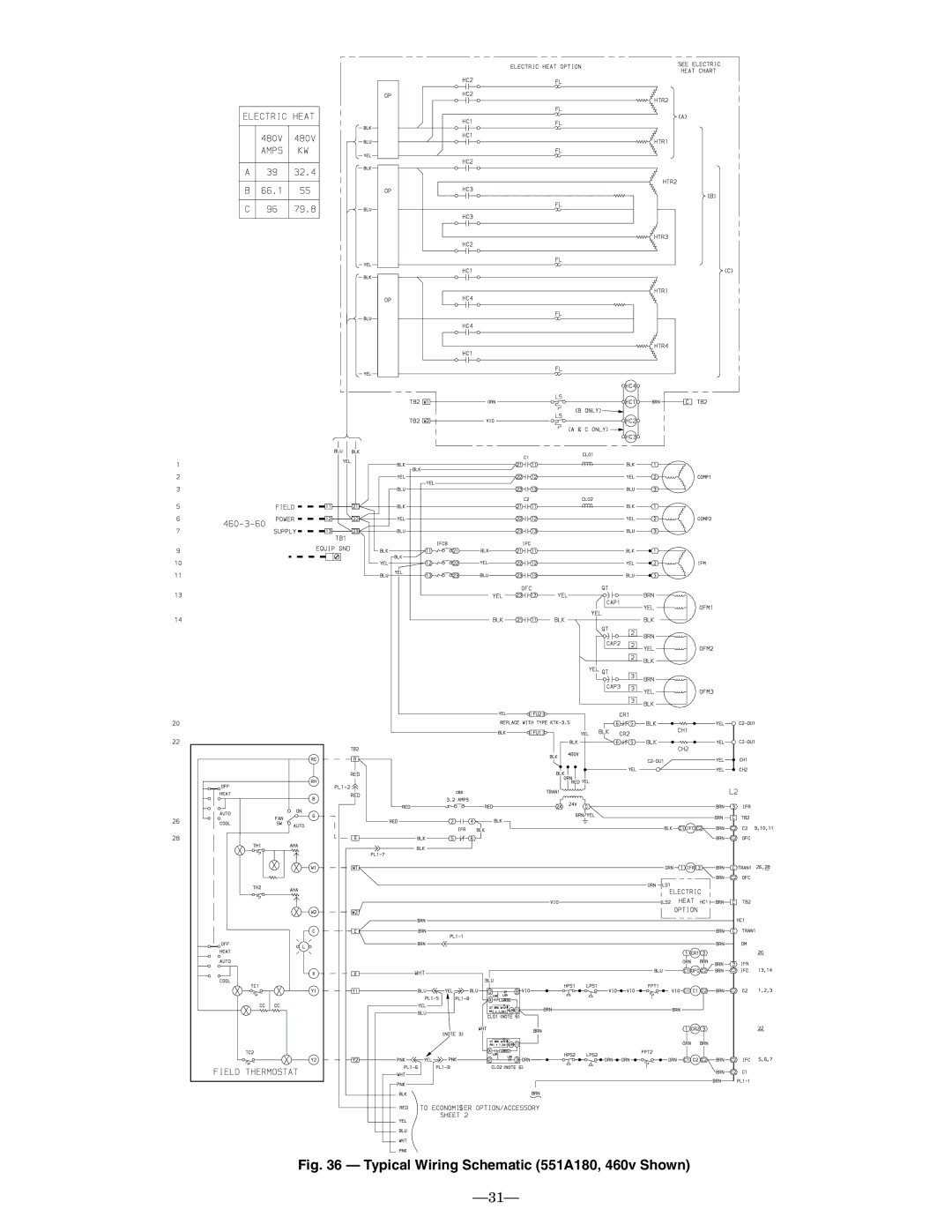 Bryant operation manual Typical Wiring Schematic 551A180, 460v Shown 