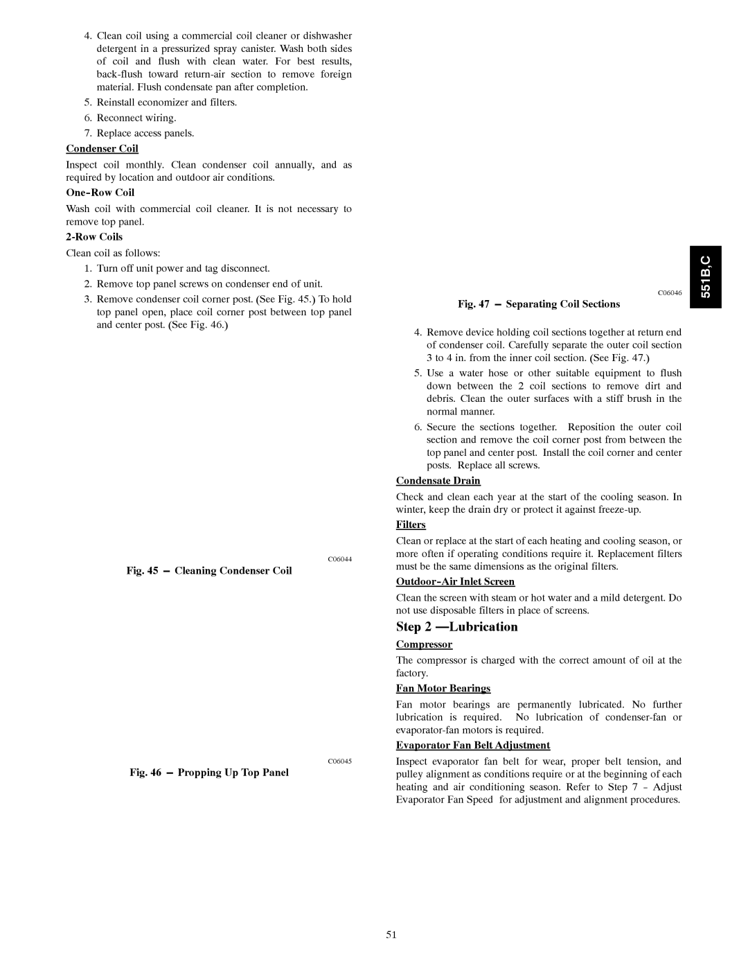 Bryant 551C, 551B installation instructions Lubrication 