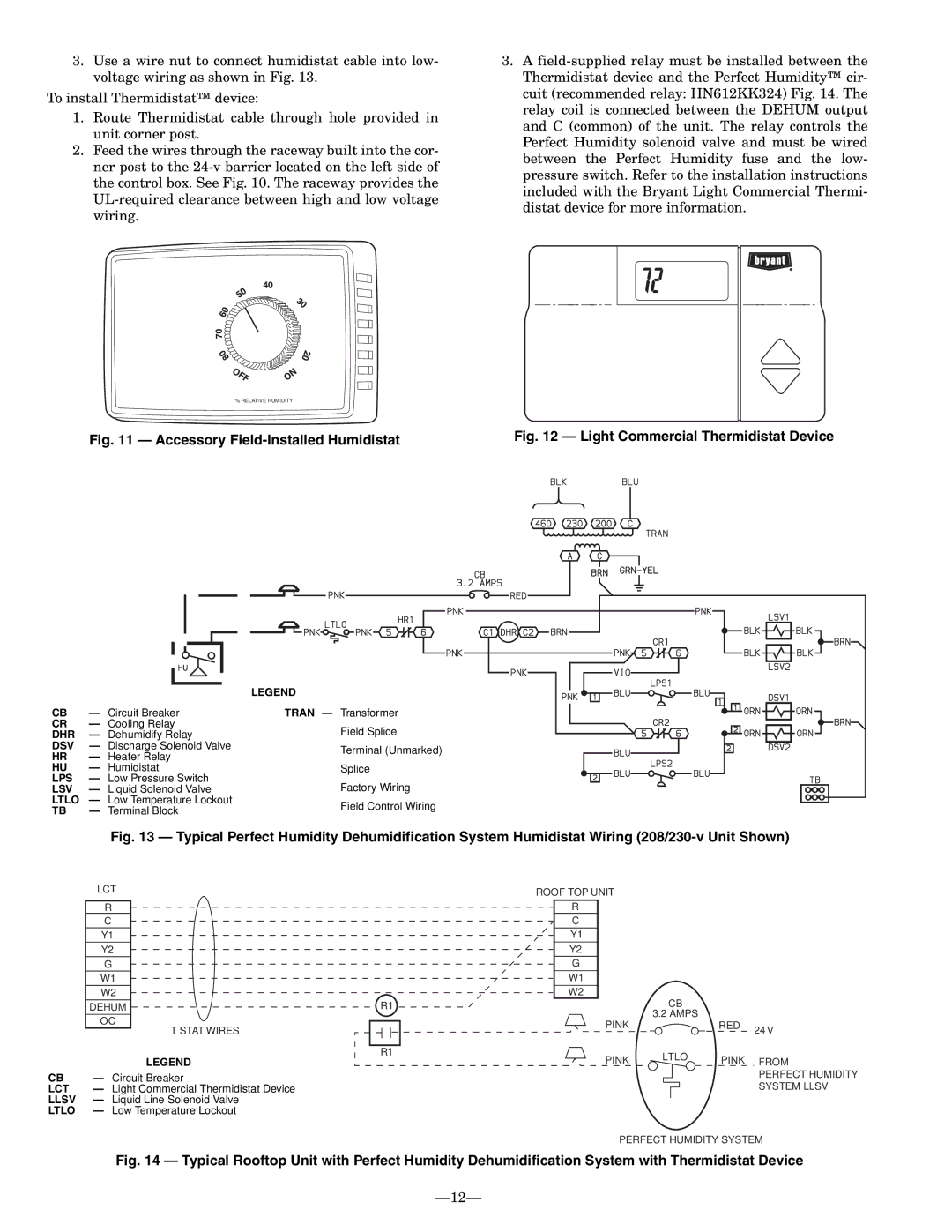 Bryant 551B installation instructions Accessory Field-Installed Humidistat 