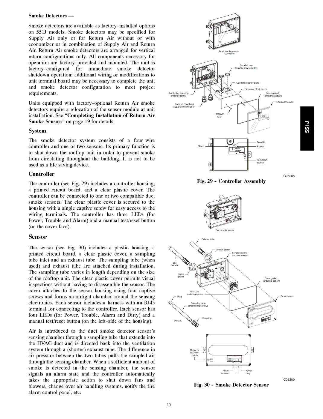 Bryant 551J installation instructions System, Controller, Smoke Detectors 