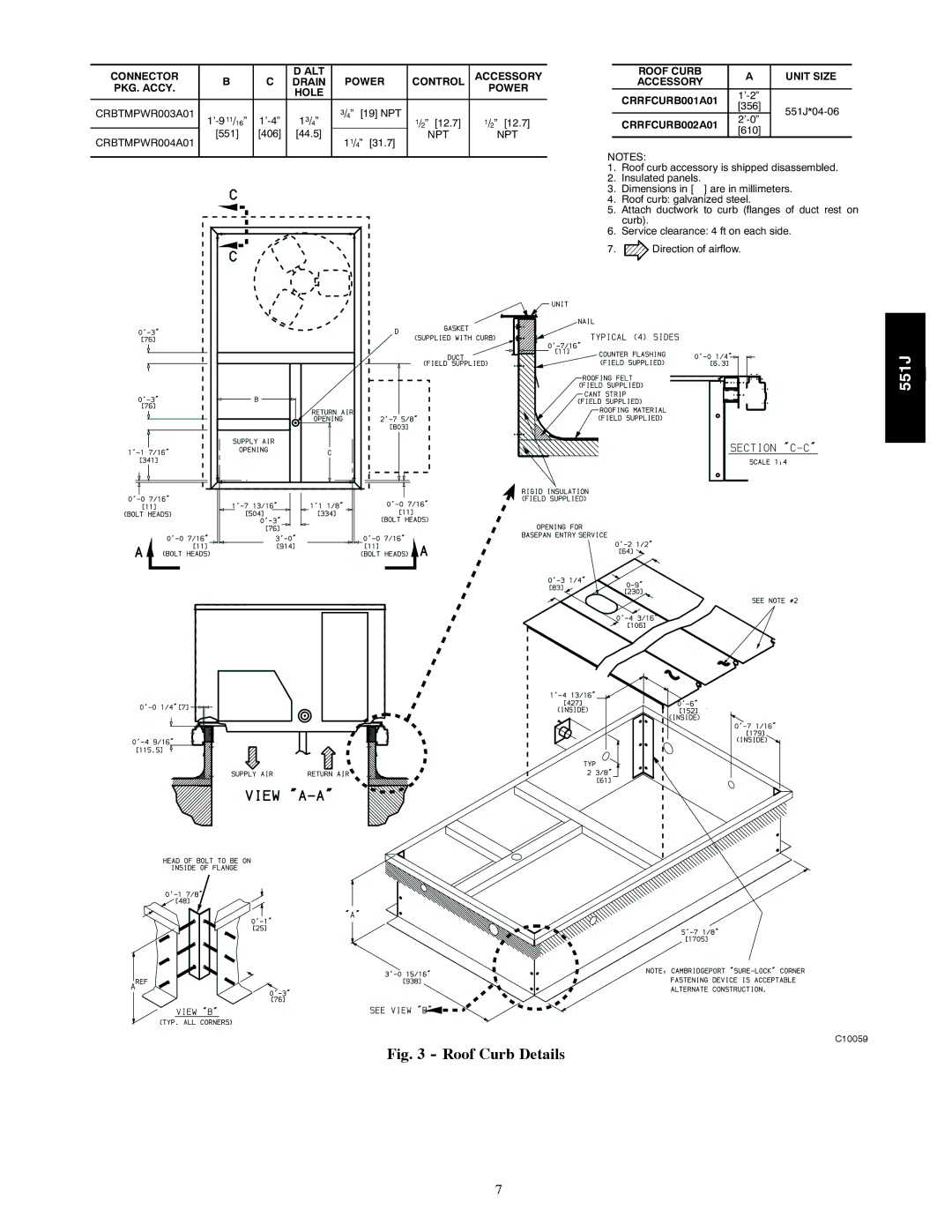 Bryant 551J installation instructions Roof Curb Details 