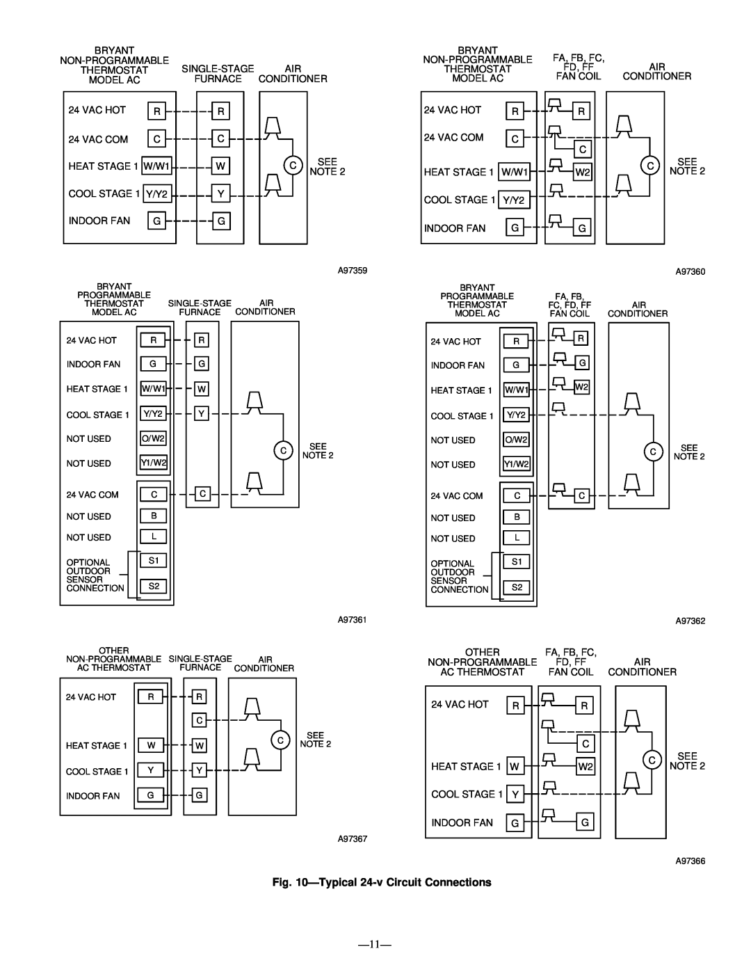 Bryant 550A, 556A, 552A instruction manual Typical 24-vCircuit Connections 