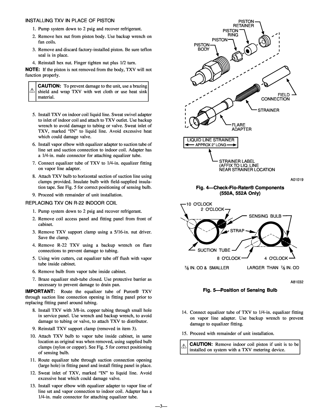 Bryant 556A instruction manual Check-Flo-RaterComponents 550A, 552A Only, Positionof Sensing Bulb 