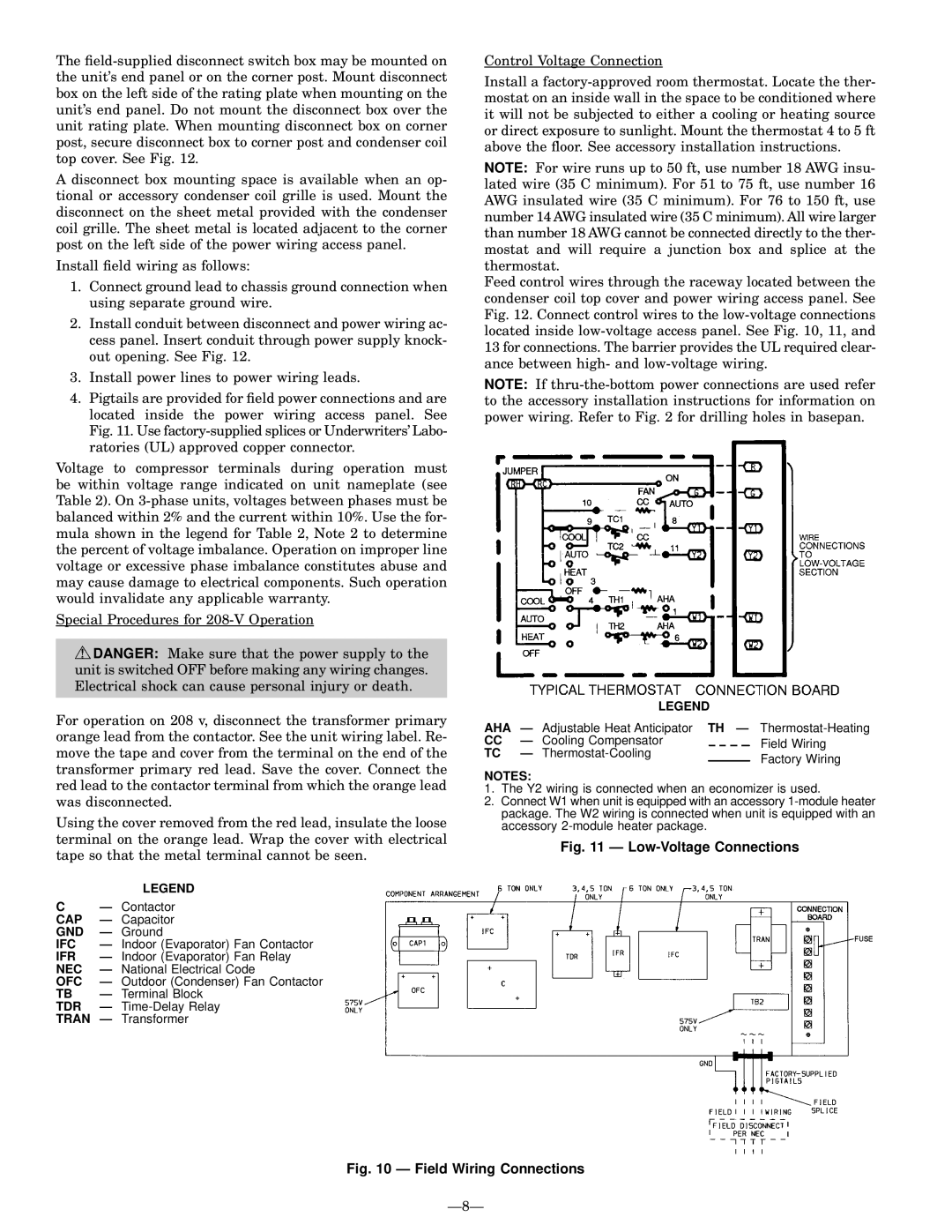 Bryant 558D installation instructions Low-Voltage Connections 