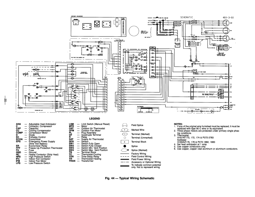 Bryant 558D installation instructions Ð Typical Wiring Schematic, Ð35Ð 