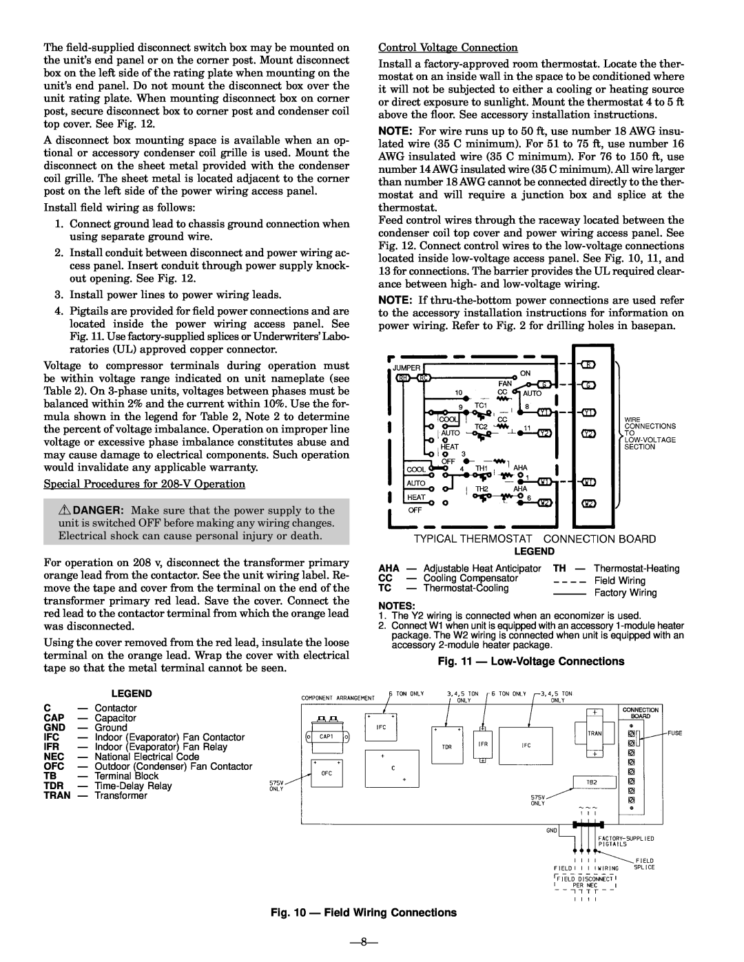 Bryant 558D installation instructions Ð Low-VoltageConnections, Ð Field Wiring Connections 