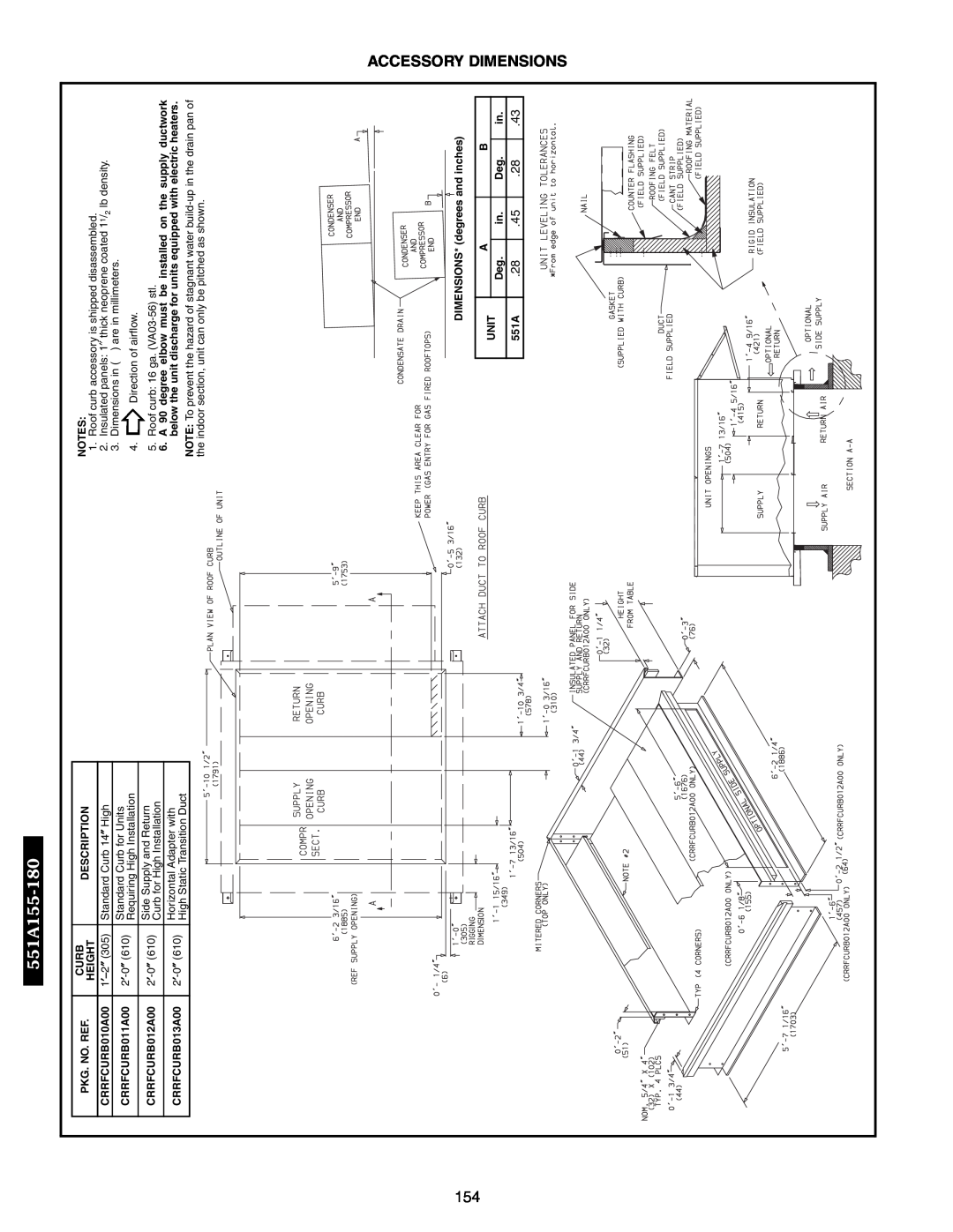 Bryant 551B, 558F manual 551A155-180, Accessory Dimensions 