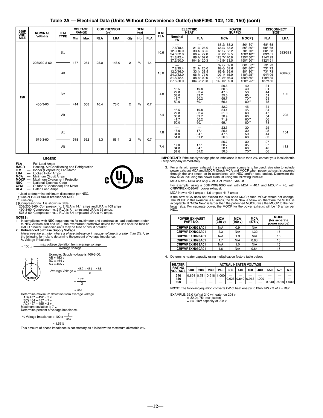 Bryant 558F installation instructions 150 