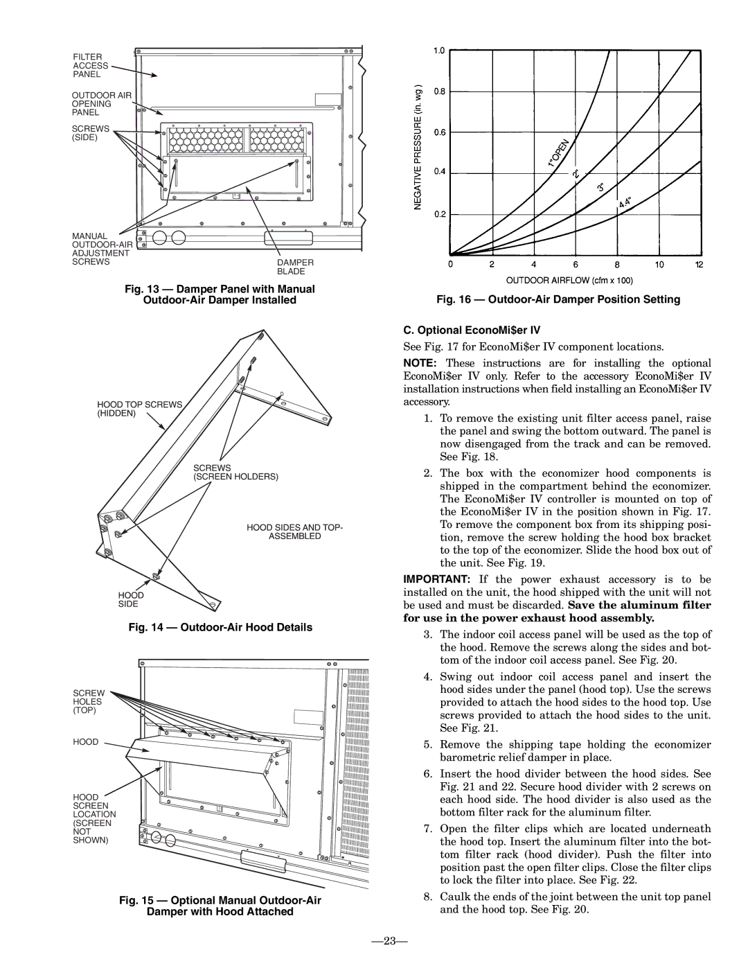 Bryant 558F installation instructions Damper Panel with Manual Outdoor-Air Damper Installed 