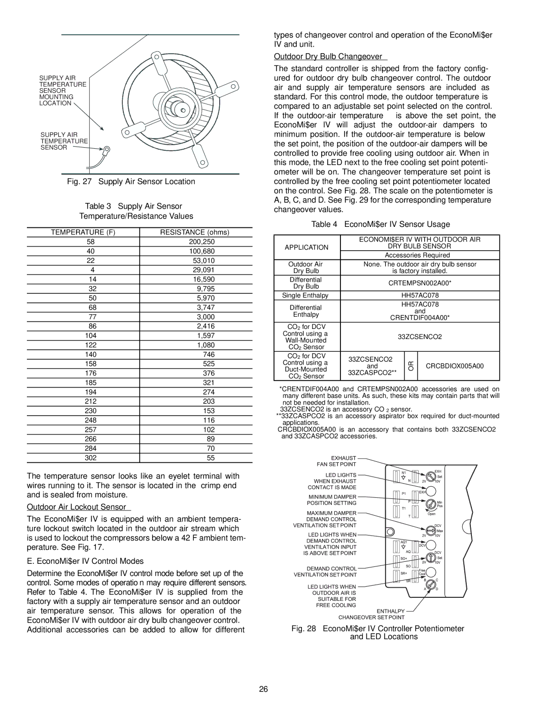 Bryant 558F installation instructions EconoMi$er IV Control Modes, EconoMi$er IV Sensor Usage 