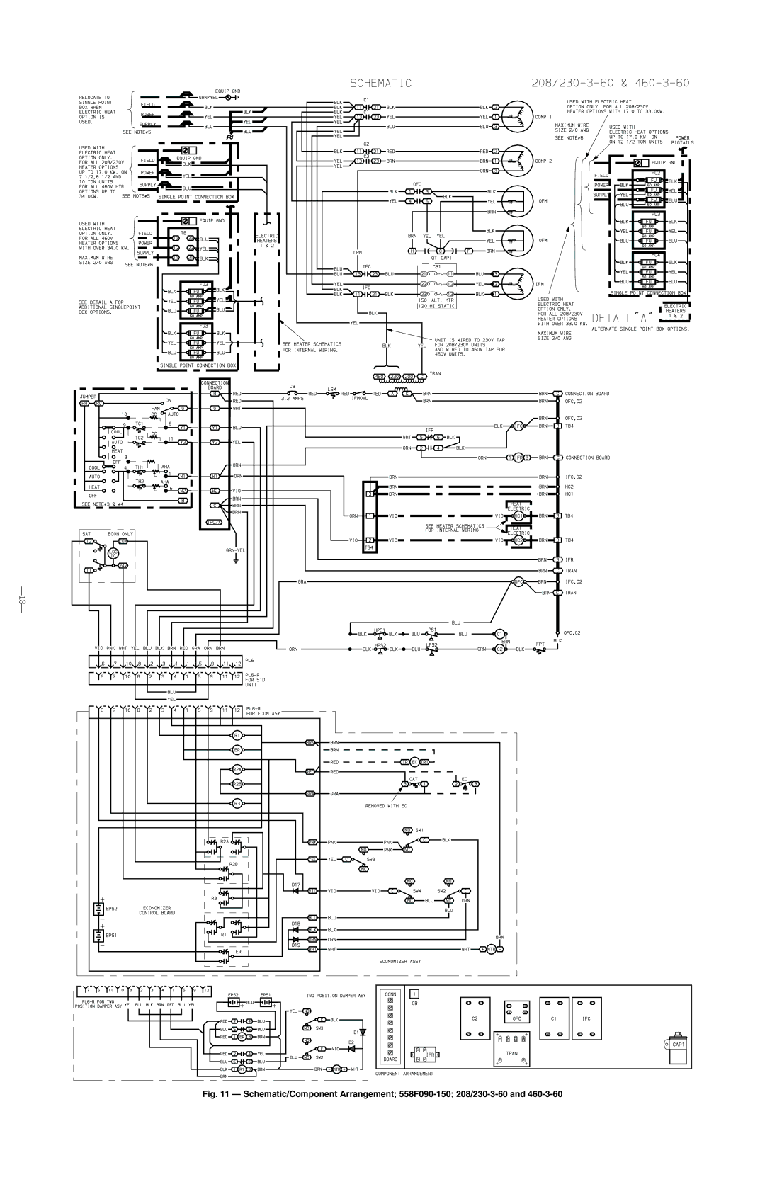 Bryant 558F.36.1 manual Schematic/Component Arrangement 558F090-150 208/230-3-60 