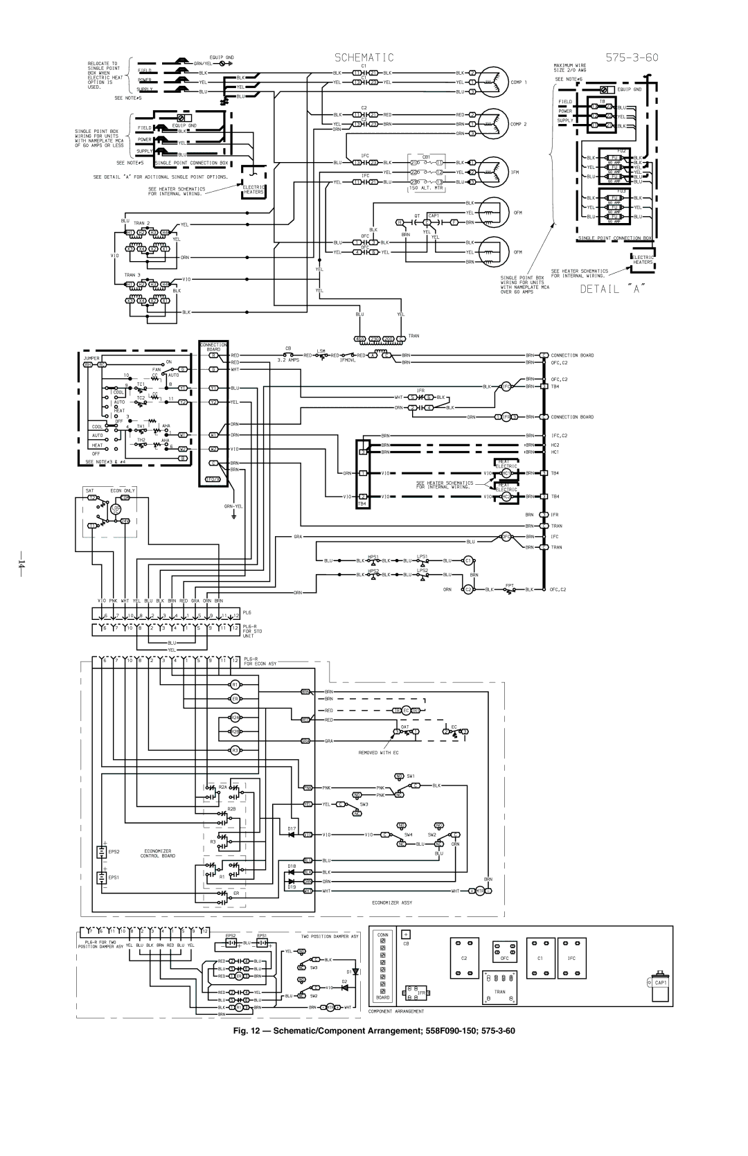 Bryant 558F.36.1 manual Schematic/Component Arrangement 558F090-150 