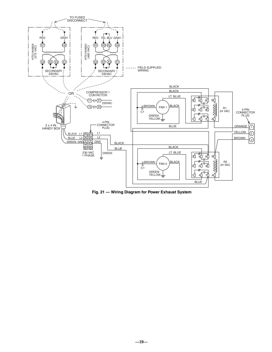 Bryant 558F.36.1 manual Wiring Diagram for Power Exhaust System 