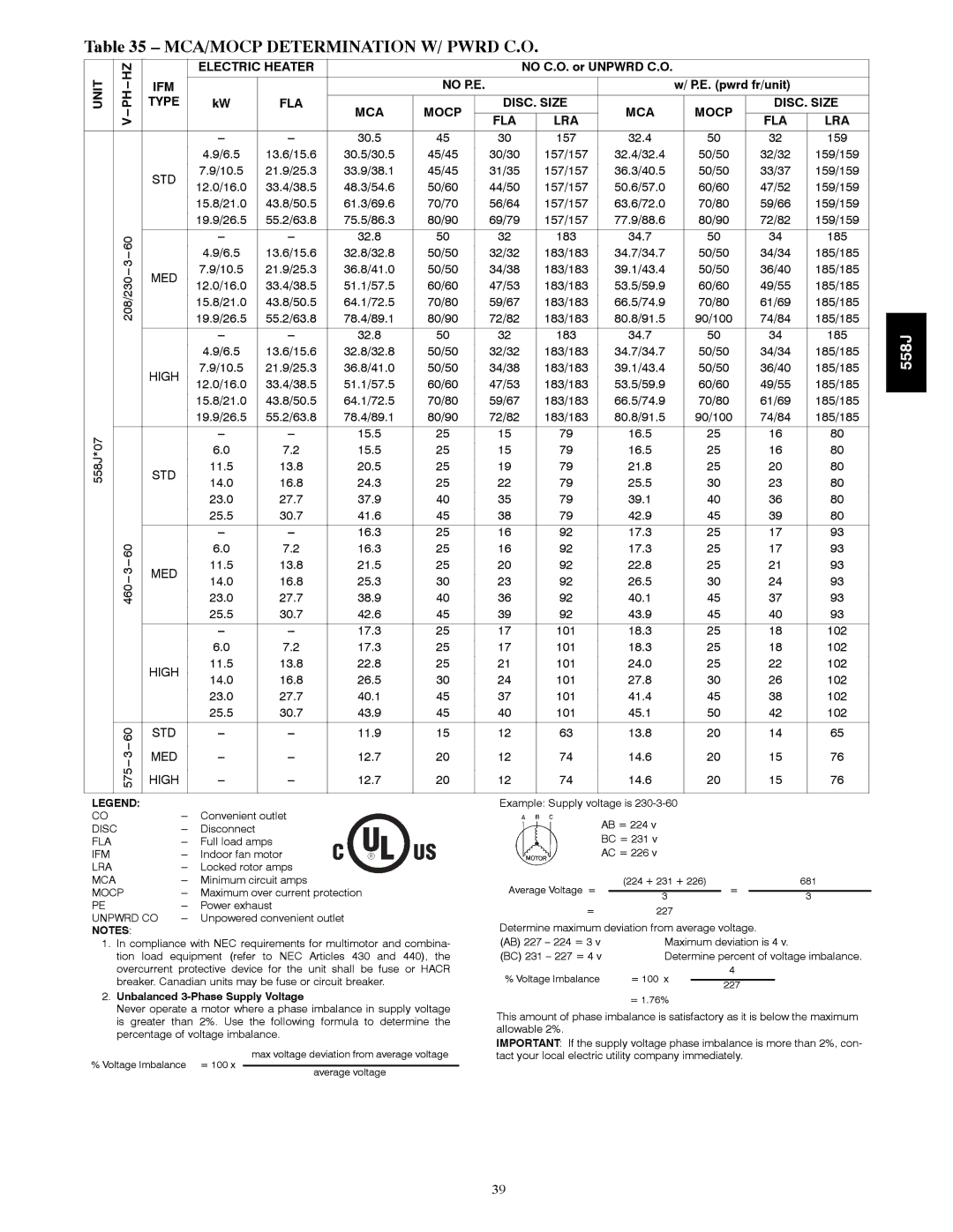 Bryant 558J manual 15.5 16.5 11.5 