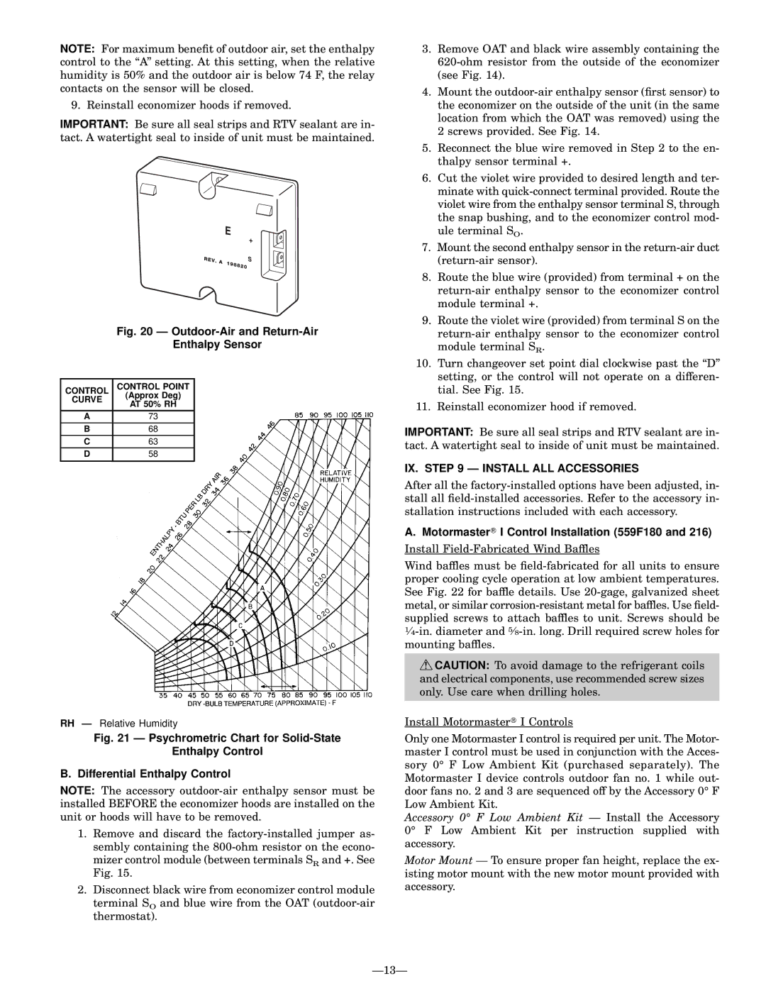 Bryant operation manual IX. Ð Install ALL Accessories, Motormaster I Control Installation 559F180 