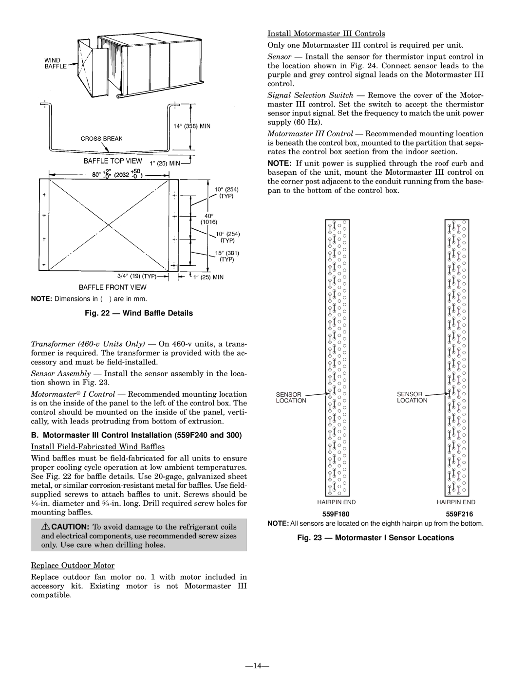 Bryant operation manual Motormaster III Control Installation 559F240, 559F180 559F216 