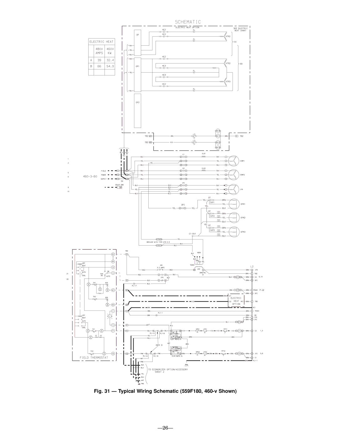 Bryant operation manual Typical Wiring Schematic 559F180, 460-v Shown 