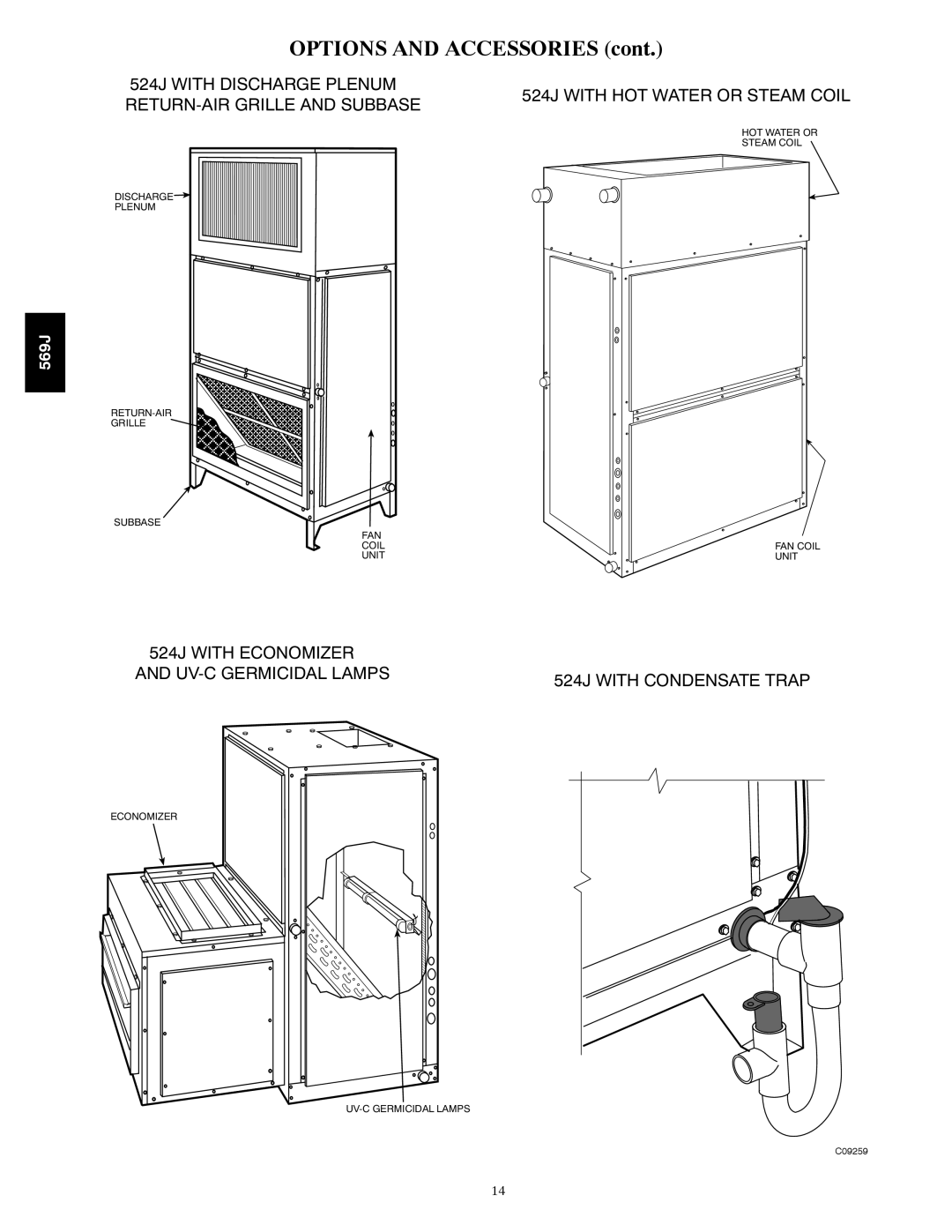 Bryant 569J manual 524J with Economizer UV-C Germicidal Lamps 