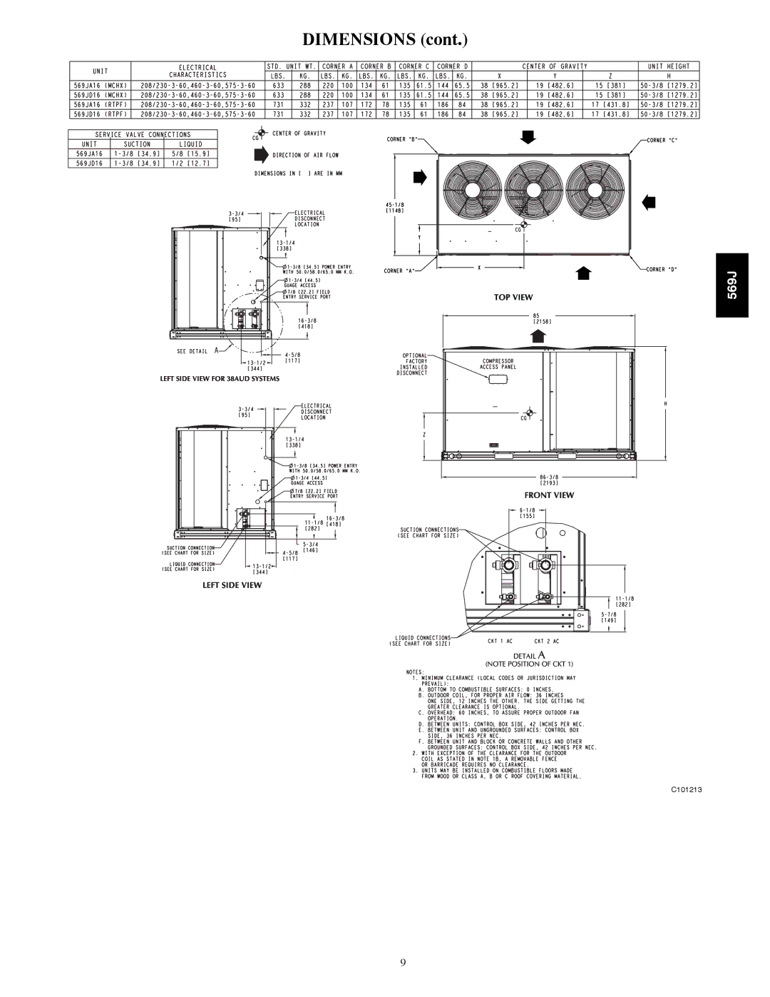 Bryant 569J manual Dimensions 