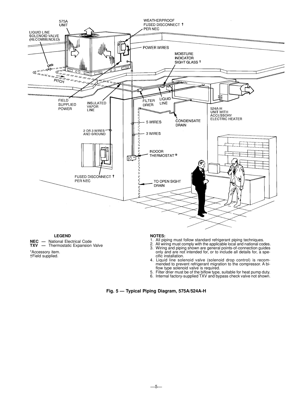 Bryant installation instructions Typical Piping Diagram, 575A/524A-H, Ð5Ð 