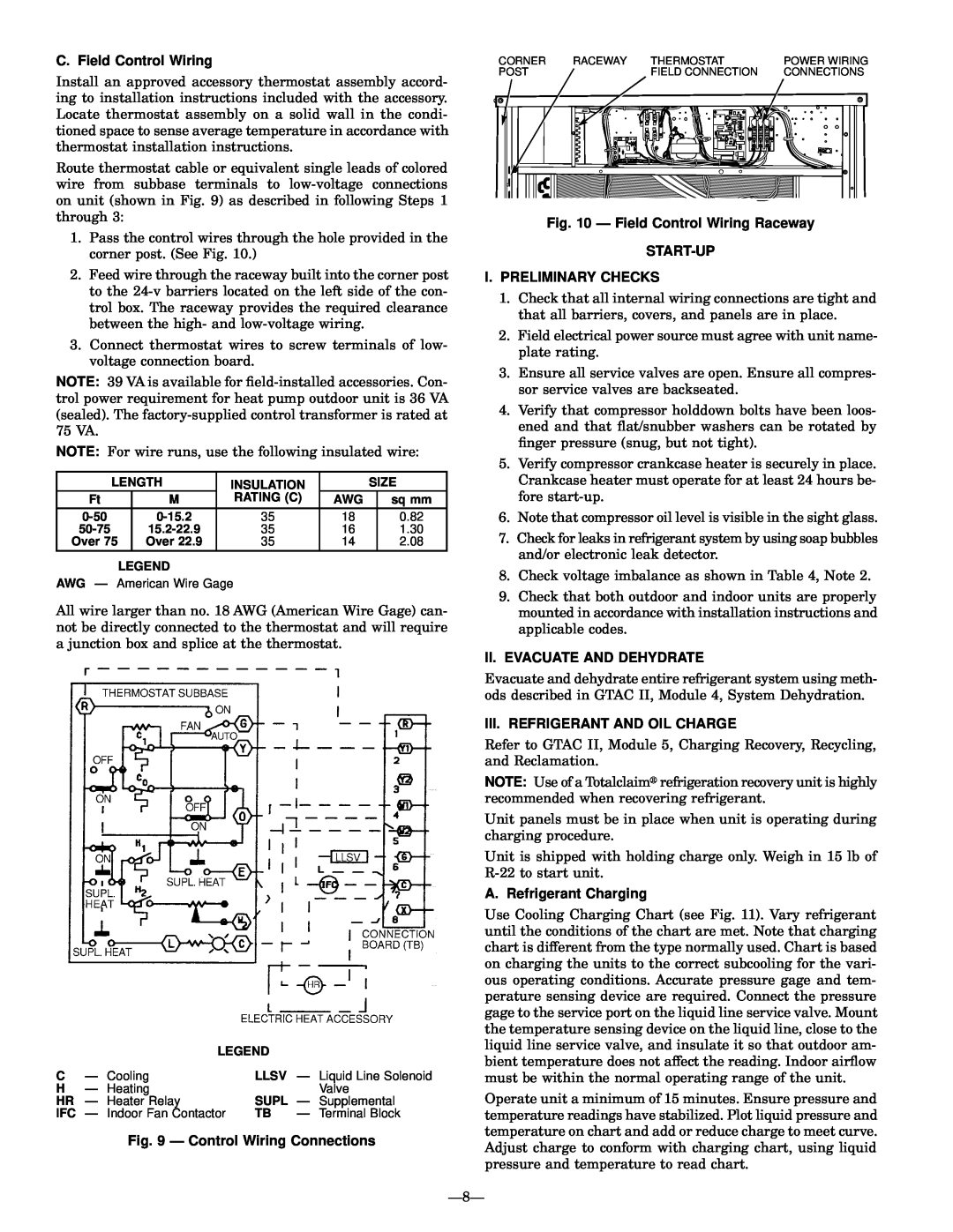 Bryant 575A C. Field Control Wiring, Ð Field Control Wiring Raceway START-UP, I.Preliminary Checks 
