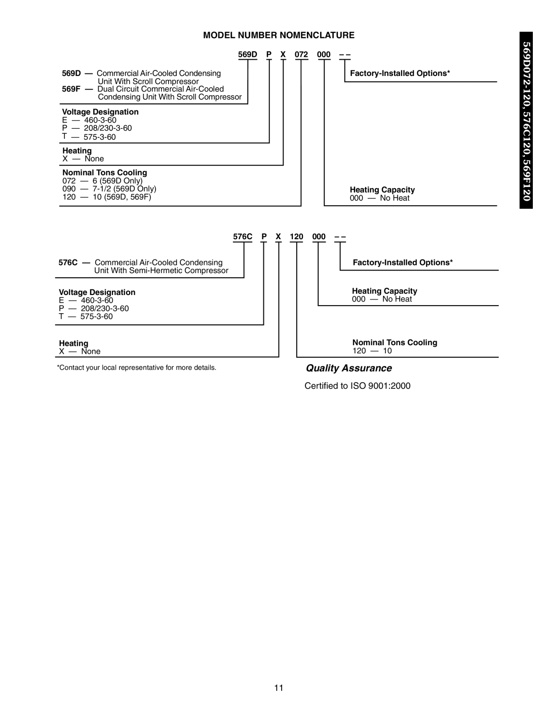 Bryant 569D, 576C, 566E, 569F, 566D manual Model Number Nomenclature 
