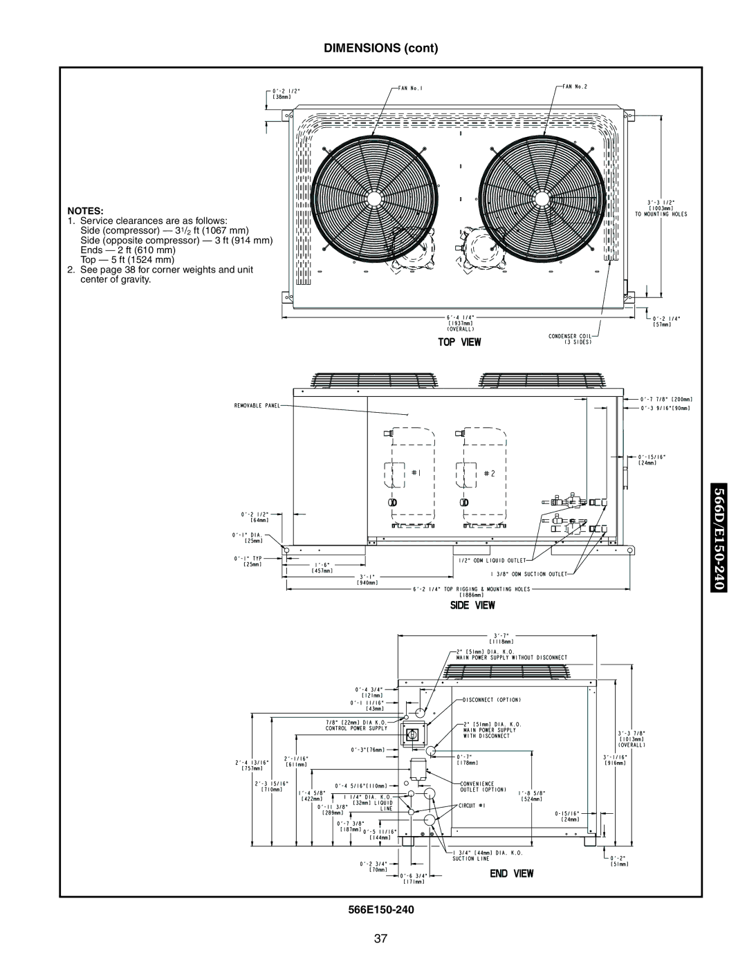 Bryant 566E, 576C, 569D, 569F, 566D manual Dimensions 