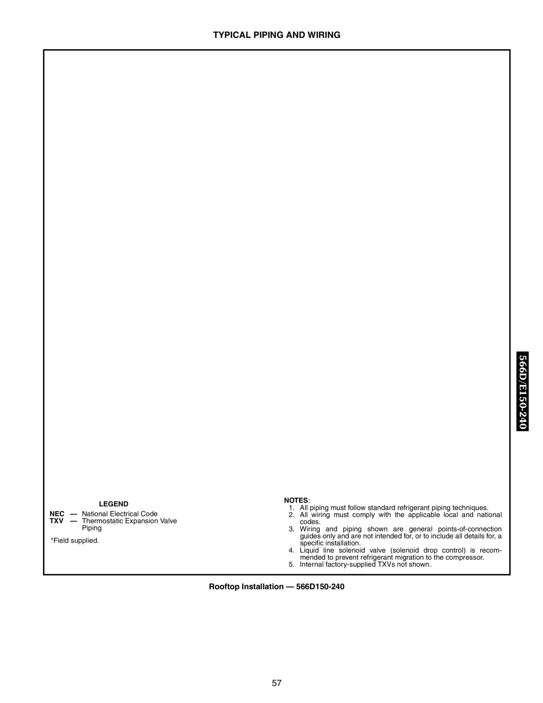 Bryant 566E, 576C, 569D, 569F manual Typical Piping and Wiring, Rooftop Installation 566D150-240 