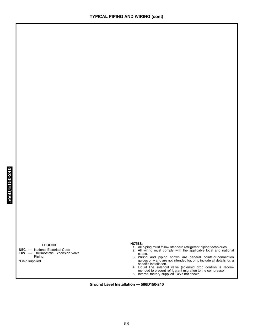 Bryant 569F, 576C, 569D, 566E manual Typical Piping and Wiring, Ground Level Installation 566D150-240 