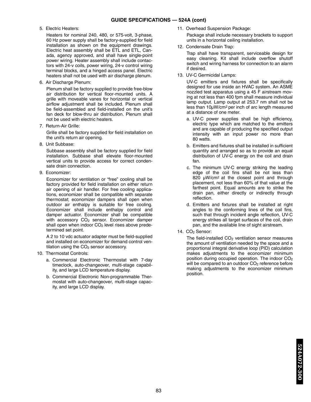 Bryant 569F, 576C, 569D, 566E, 566D manual Guide Specifications 524A, Air Discharge Plenum 