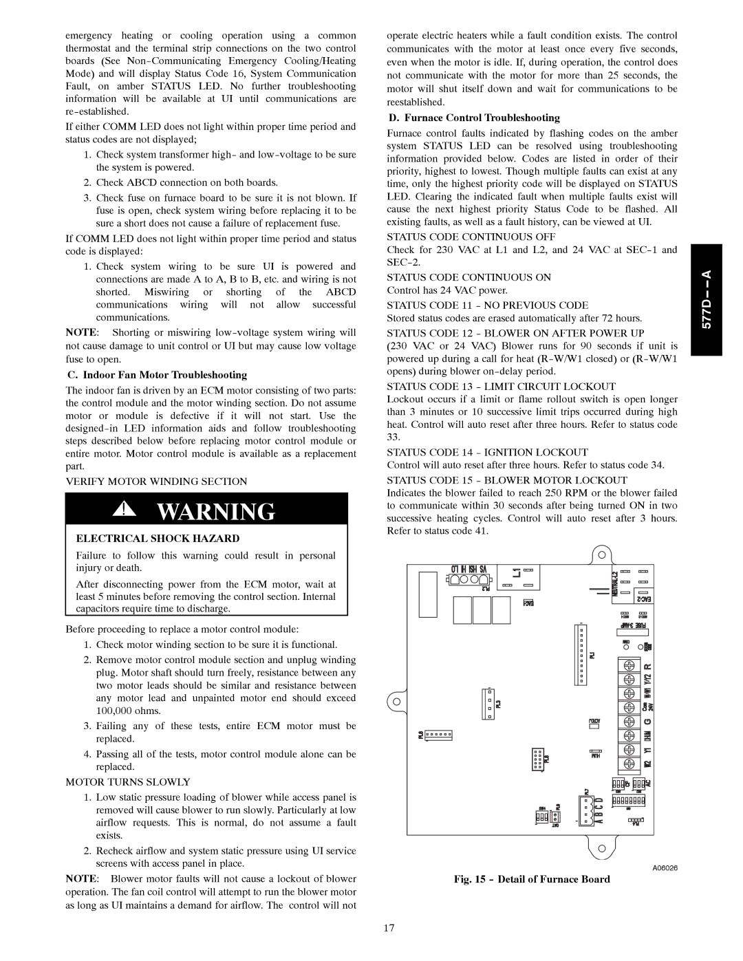 Bryant 577D----A installation instructions Indoor Fan Motor Troubleshooting, Furnace Control Troubleshooting 