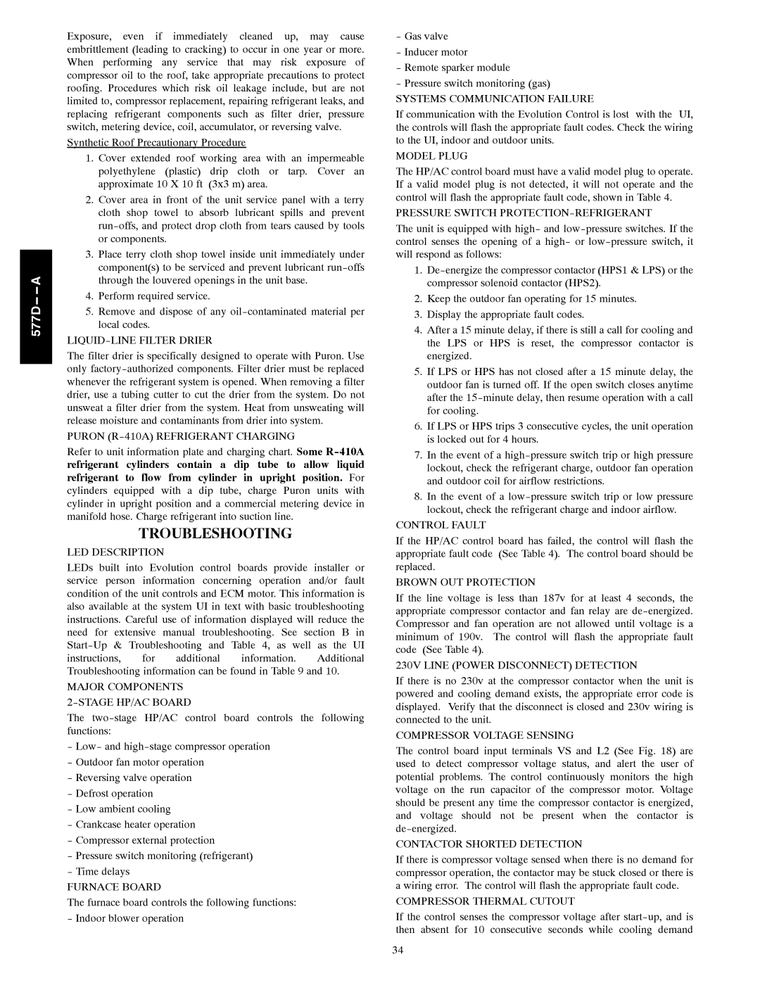 Bryant 577D----A installation instructions Troubleshooting 