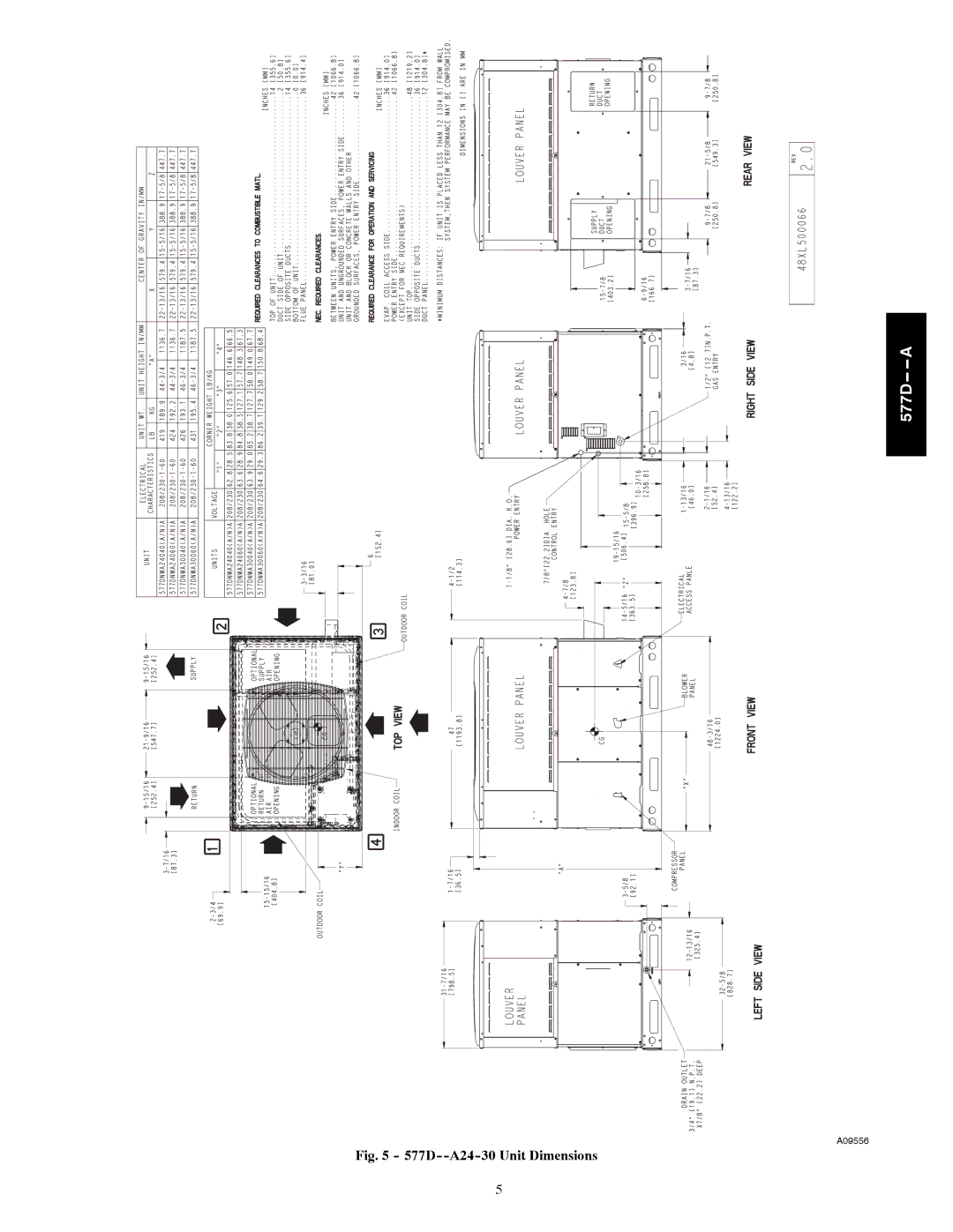 Bryant 577D----A installation instructions 577D--A24-30 Unit Dimensions 