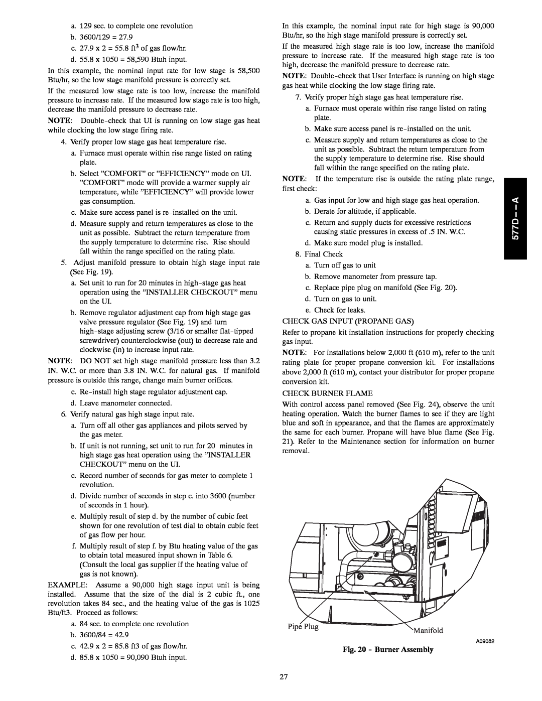 Bryant 577D----A installation instructions Burner Assembly 