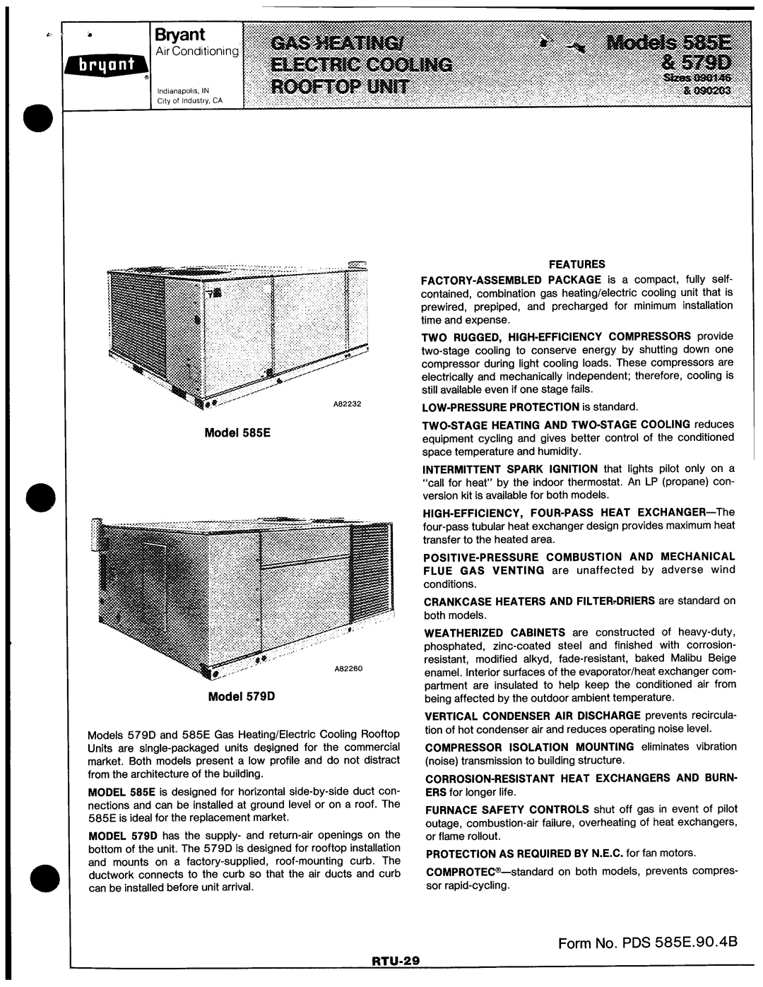 Bryant 585E, 579D manual 