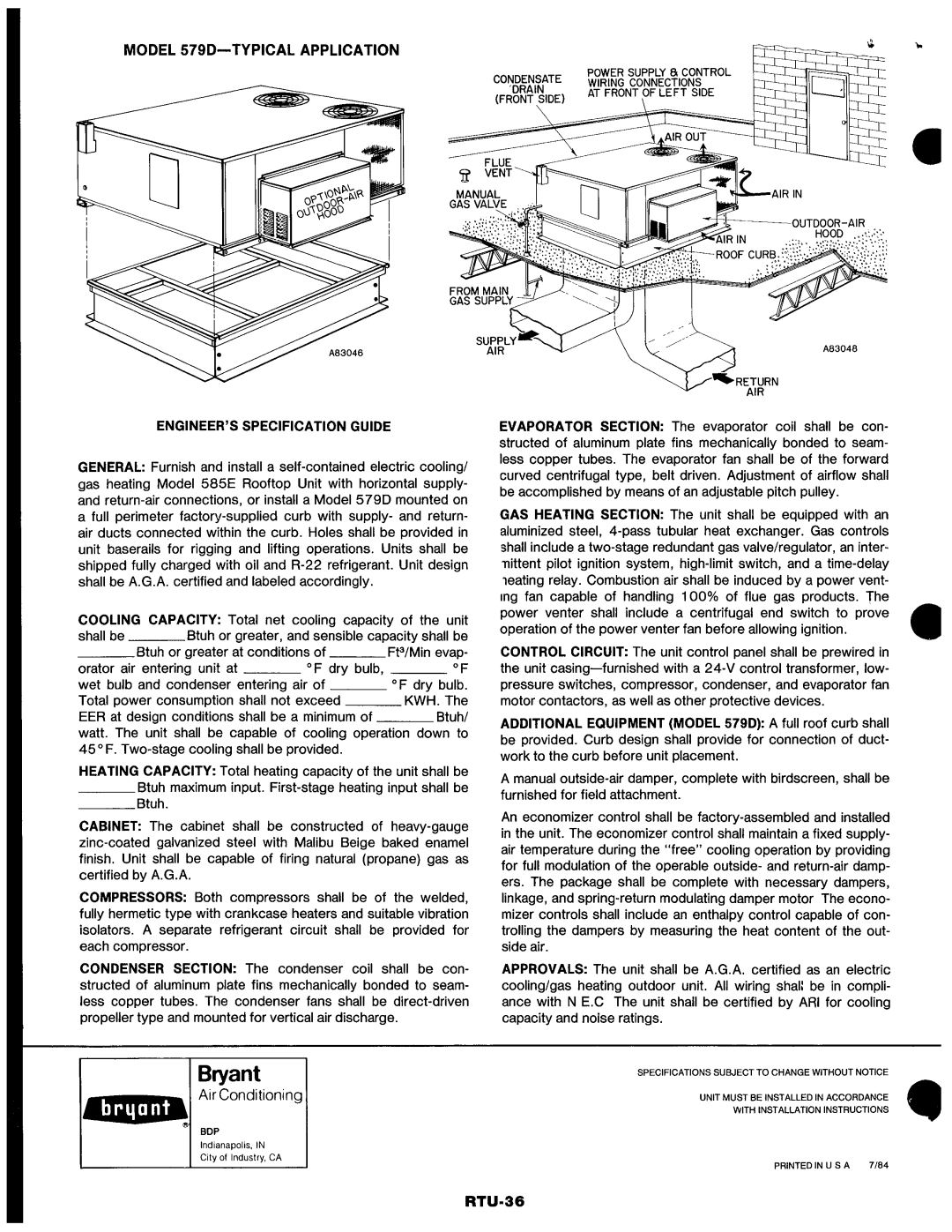 Bryant 579D, 585E manual 