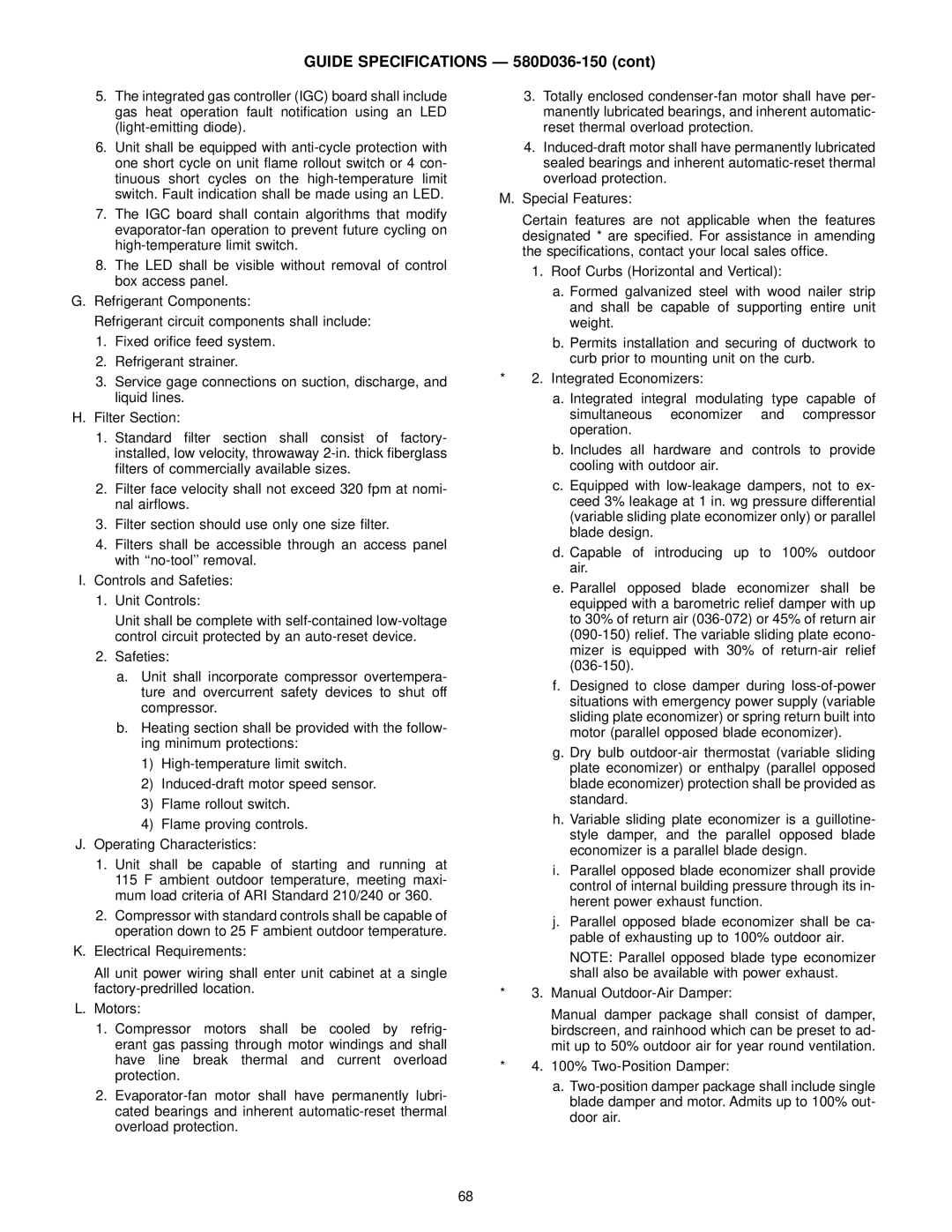 Bryant manual Guide Specifications Ð 580D036-150 