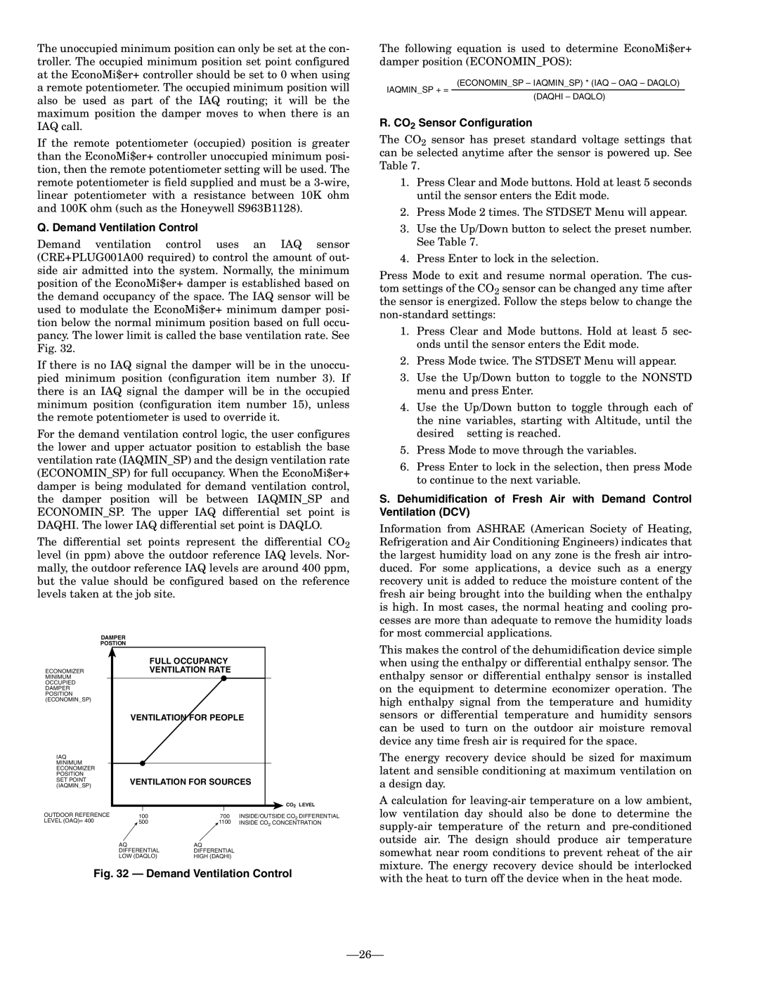 Bryant 580F installation instructions Demand Ventilation Control, CO2 Sensor Configuration 