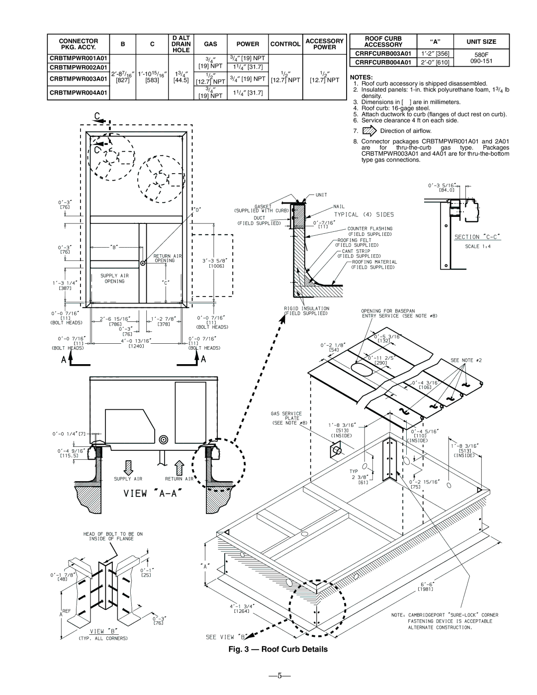 Bryant 580F installation instructions CRBTMPWR002A01, CRBTMPWR003A01, CRBTMPWR004A01, CRRFCURB003A01, CRRFCURB004A01 