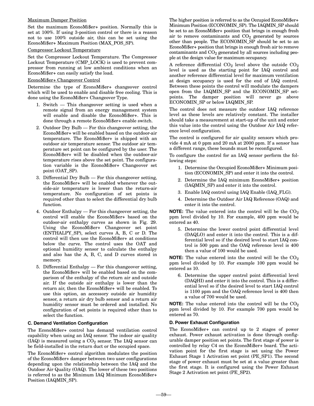 Bryant 580F installation instructions Demand Ventilation Configuration, Power Exhaust Configuration 