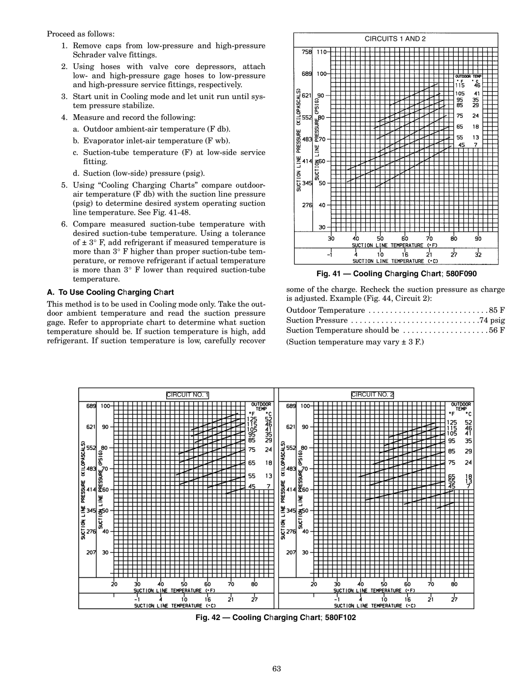 Bryant installation instructions To Use Cooling Charging Chart, Cooling Charging Chart 580F090 