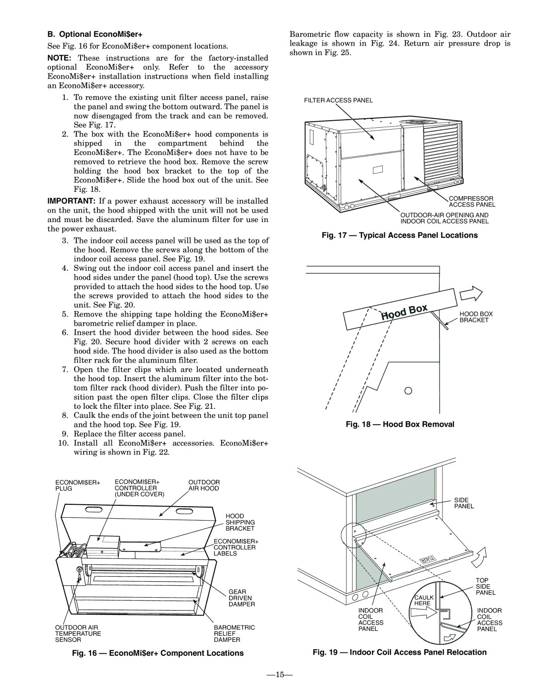 Bryant 580F installation instructions Optional EconoMi$er+, Hood BOX, Bracket 