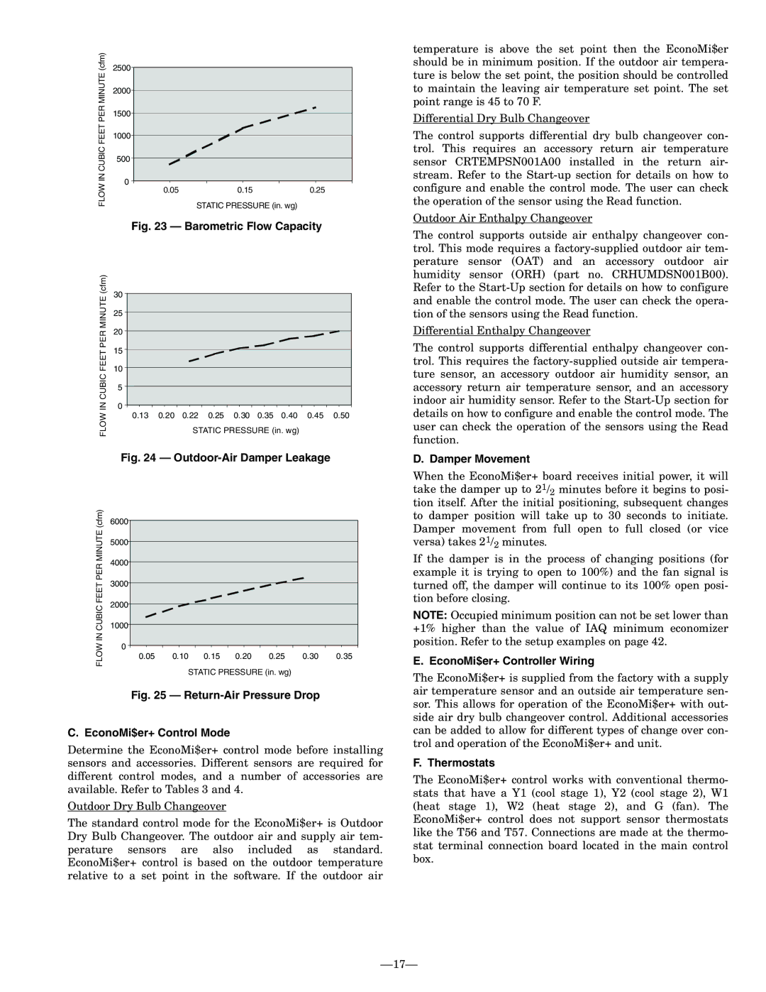 Bryant 580F installation instructions Damper Movement, EconoMi$er+ Controller Wiring, Thermostats 