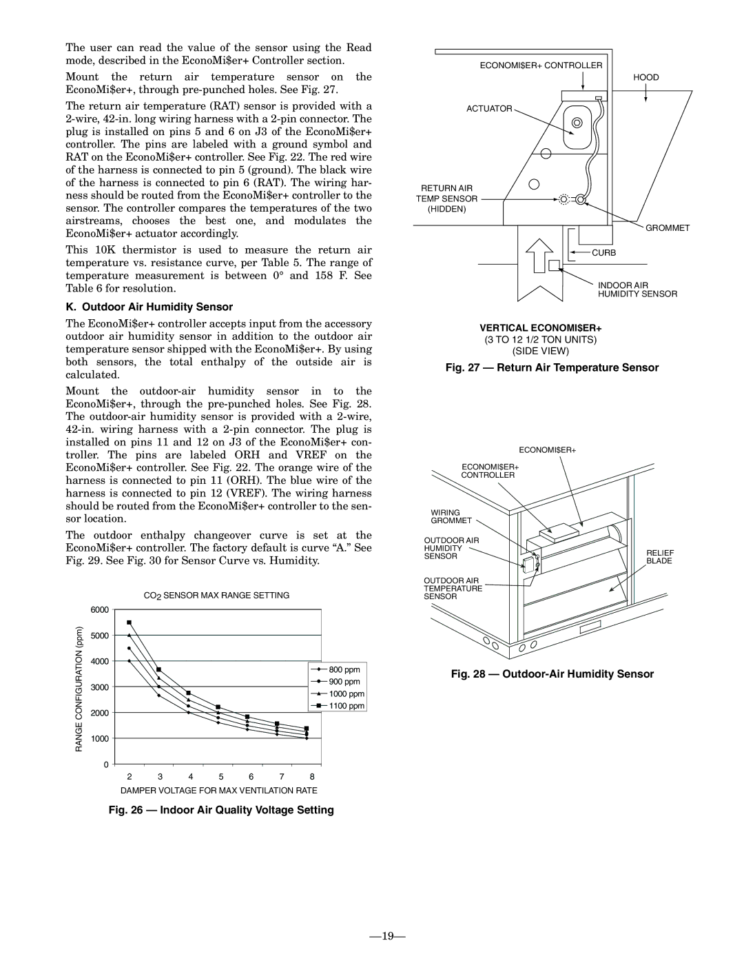 Bryant 580F installation instructions Outdoor Air Humidity Sensor, Indoor Air Quality Voltage Setting 