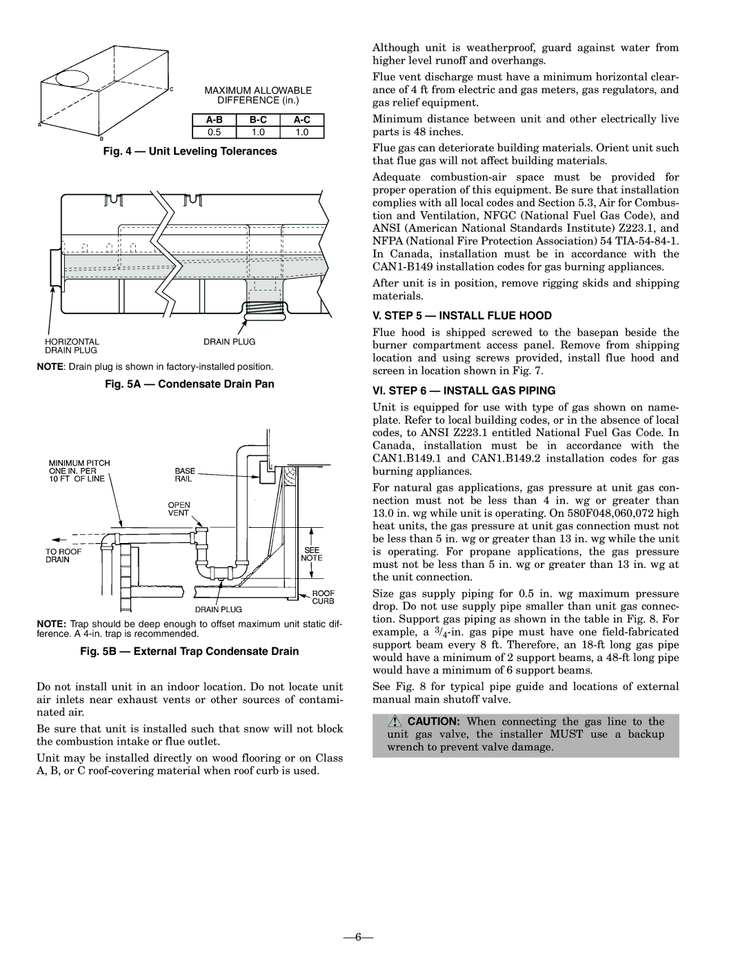 Bryant 580F installation instructions Install Flue Hood, VI. Install GAS Piping 