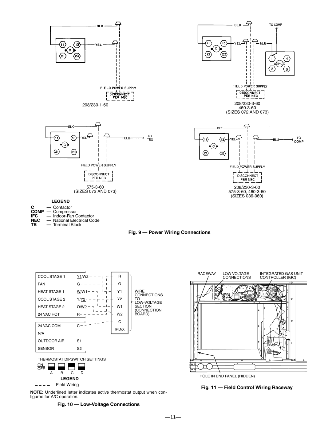 Bryant 580F installation instructions Power Wiring Connections, Field Control Wiring Raceway, Low-VoltageConnections 