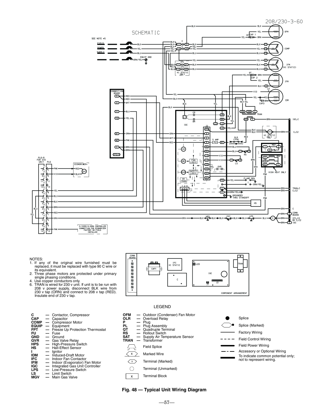Bryant 580F installation instructions Typical Unit Wiring Diagram 